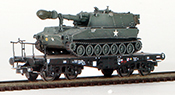 REI Models 68701501 US M109 A1 Howitzer Loaded on a 4-Axle Flat Car
